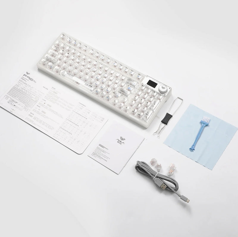 Aula F98 Pro Wireless & Bluetooth 99 Keys 3-In-1 Hot-Swappable Mechanical Keyboard (White)