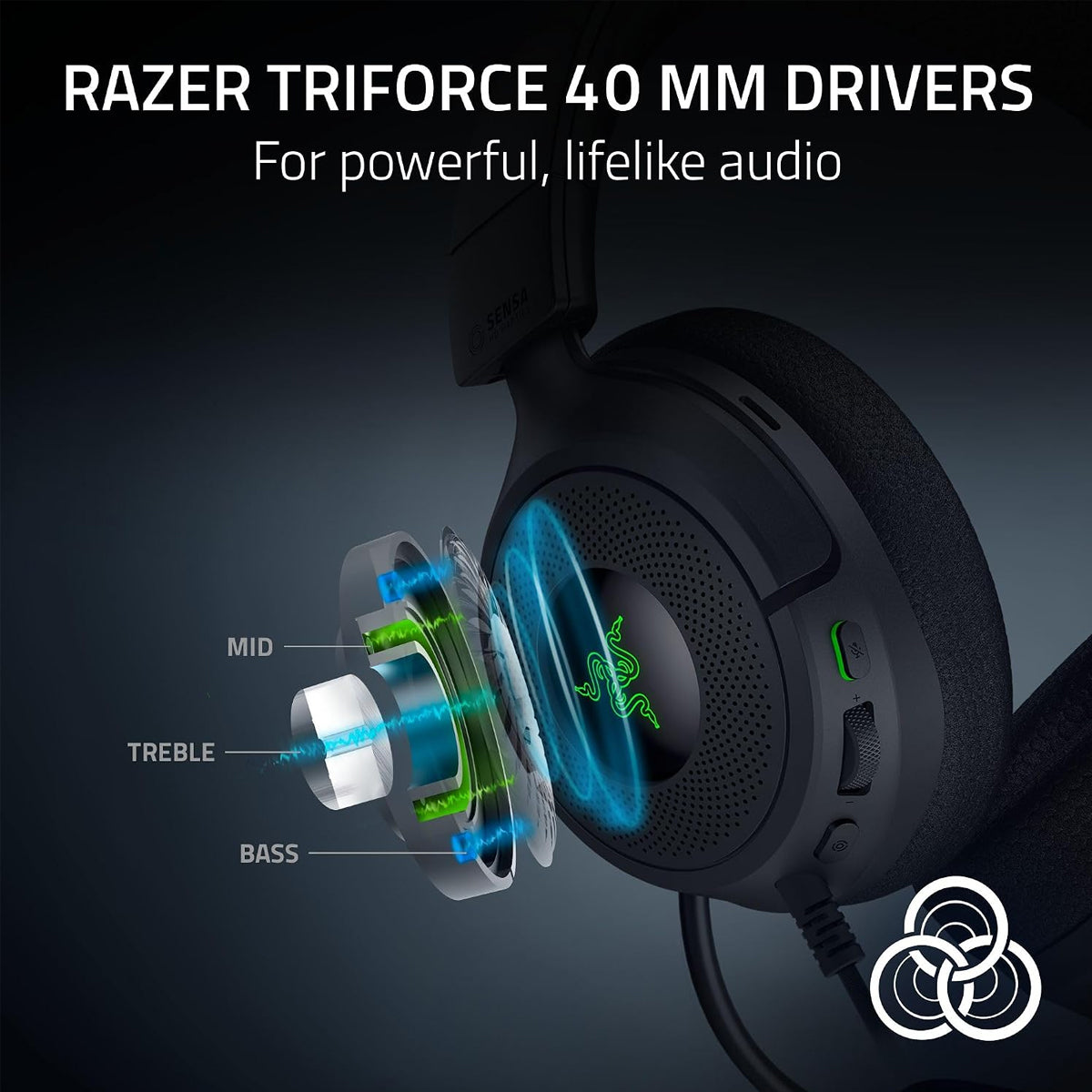 Razer Kraken V4 X Sensa HD Haptics Wired Gaming Headset (Black)