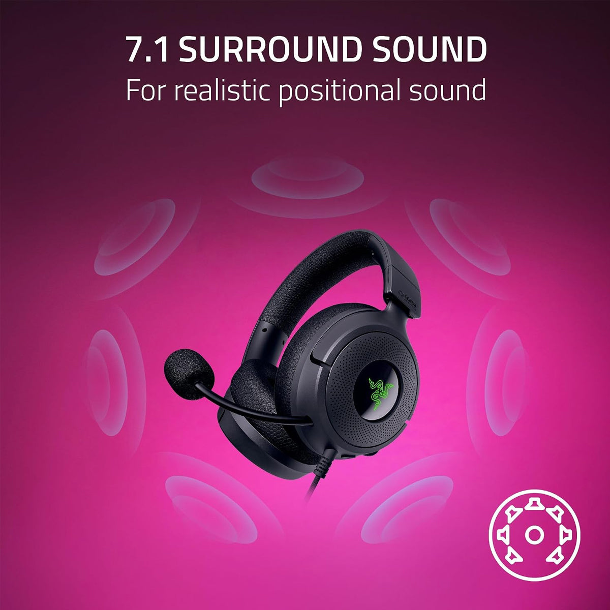 Razer Kraken V4 X Sensa HD Haptics Wired Gaming Headset (Black)