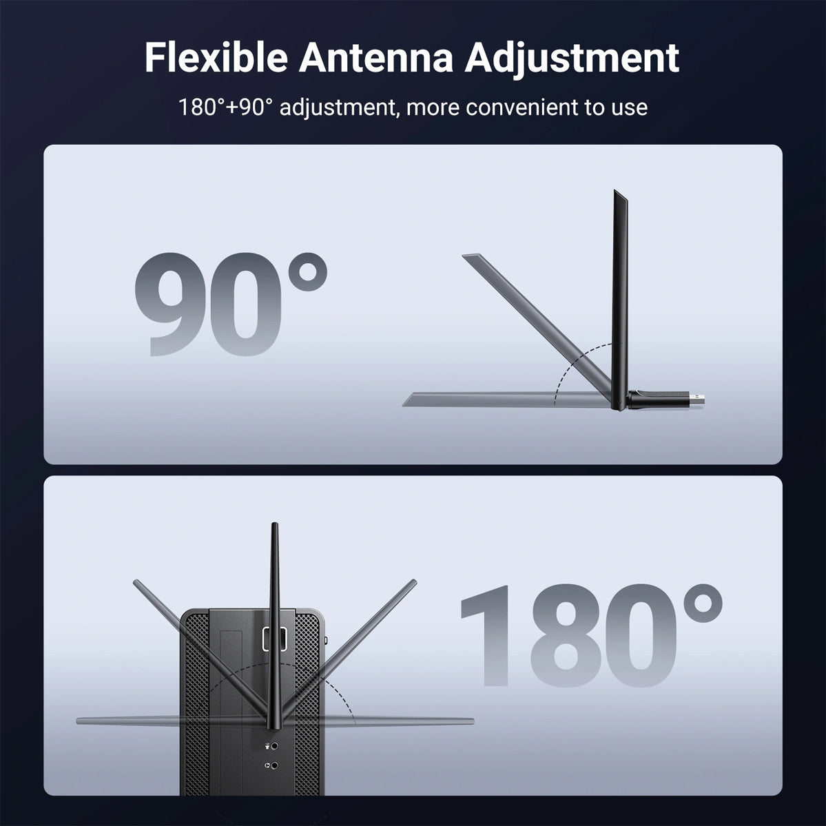 Ugreen AX900 USB-A High-Gain Dual Band Wi-Fi Adapter (CM763/35265)