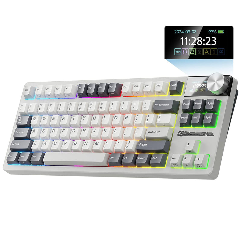 Royal Kludge RK-S85 Tri-Mode RGB 85 Keys Hot Swappable Mechanical Keyboard White Night
