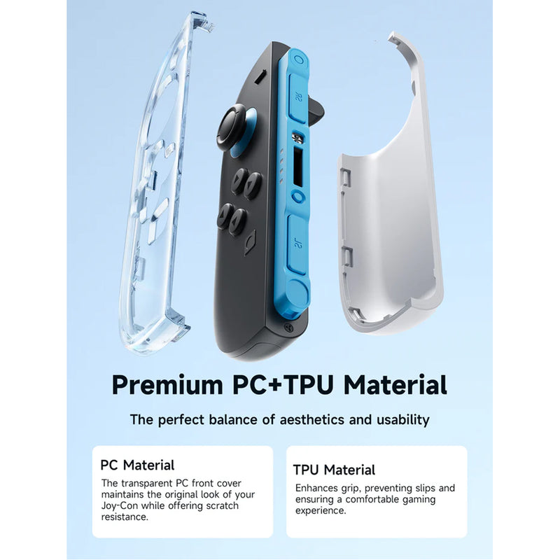 JSAUX Joy-Con Ergonomic Controller Full-Coverage Case for Nintendo Switch 2 (Transparent Grey)