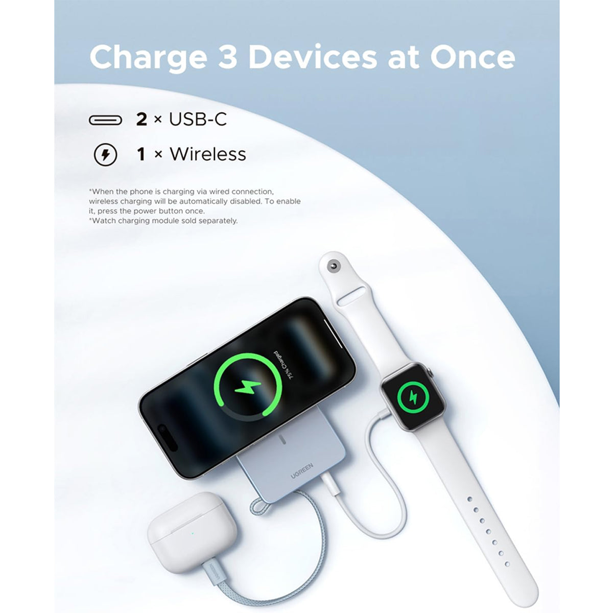 Ugreen MagFlow 10000mAh Qi2 25W Magnetic Wireless Power Bank