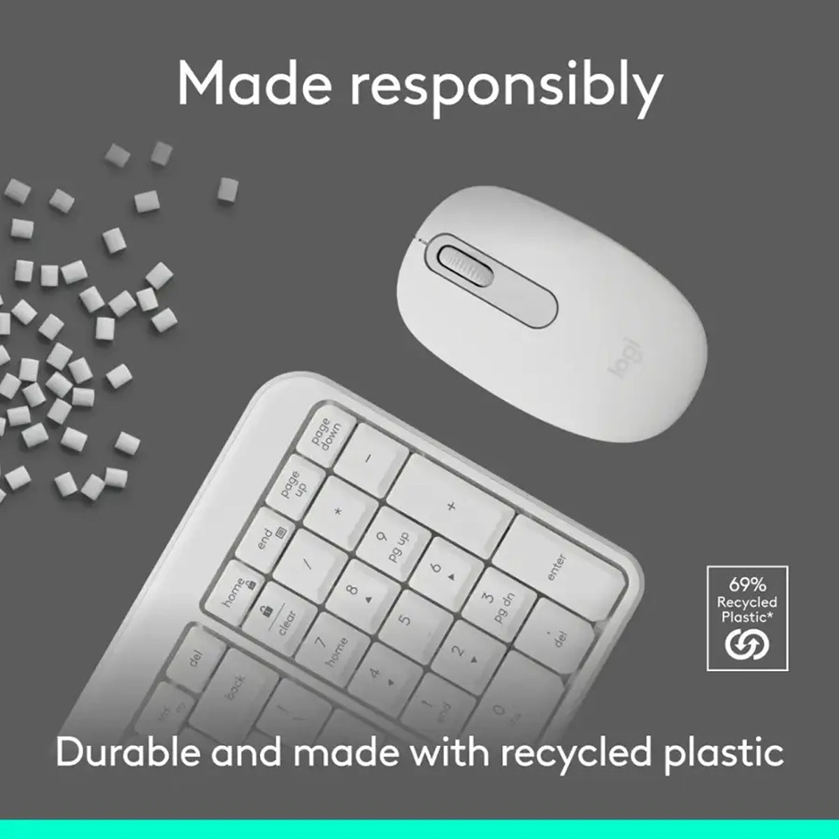 Logitech MK250 Compact Wireless Mouse and Keyboard (Off-White) (920-013560)