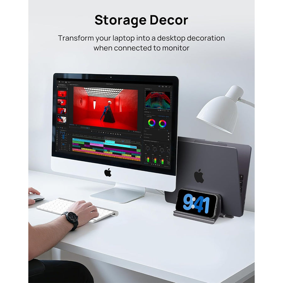 SODI ST02 Aluminum Gravity Holder for MacBook (Grey, Black)