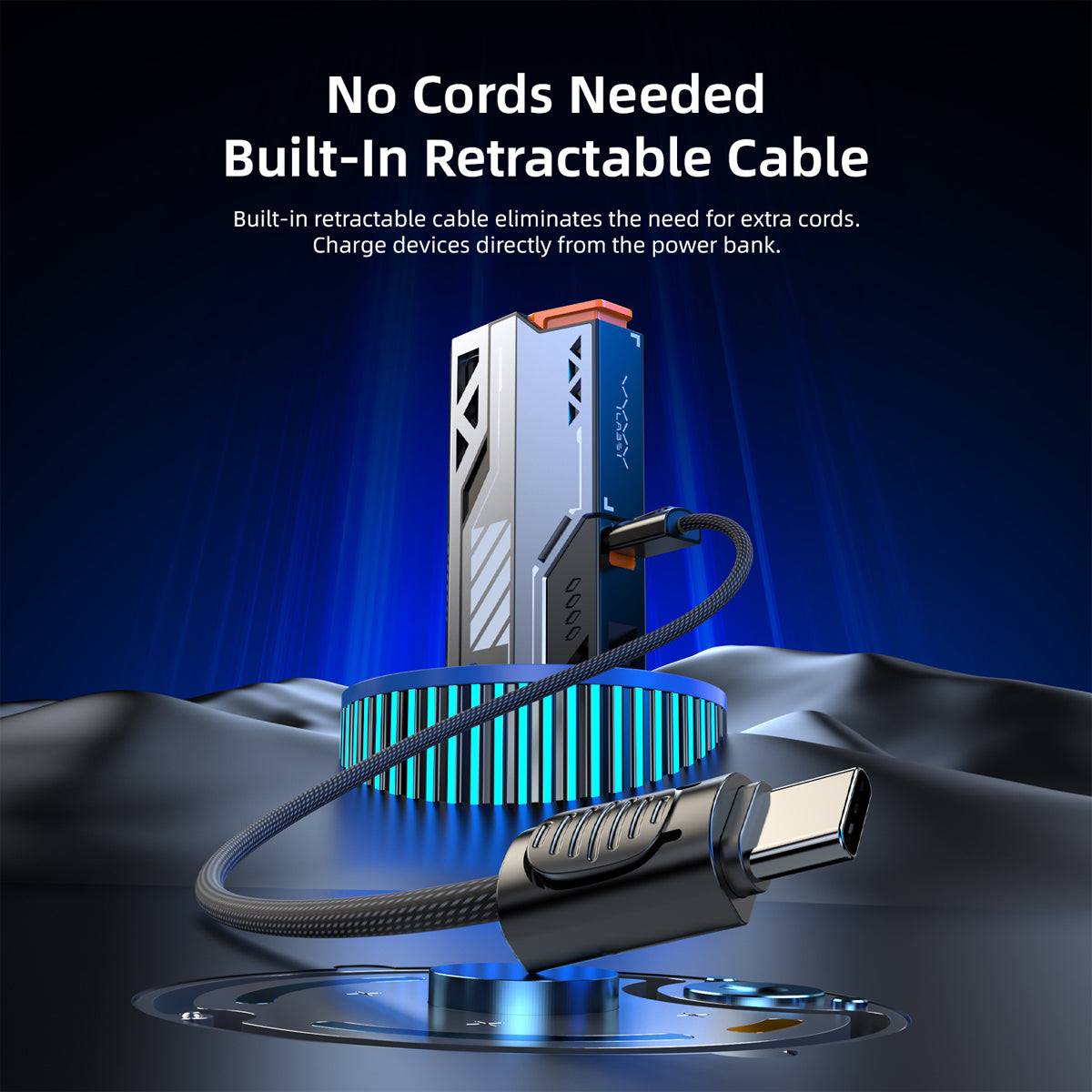Vyvylabs NexCell Detachable Fast Charger Power Bank 10000mAh 22.5W with C-C Cable