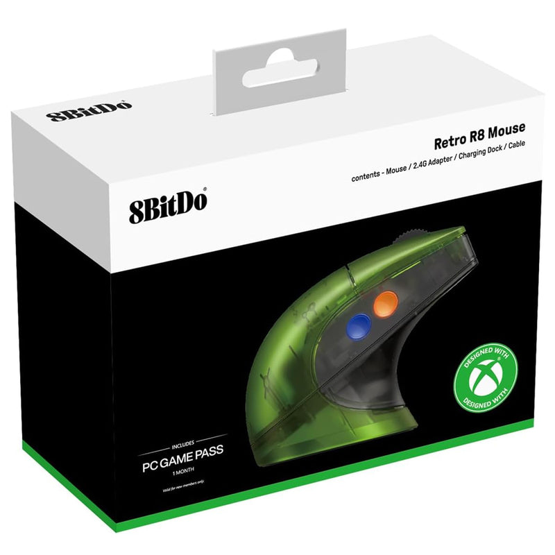 8Bitdo Retro R8 Tri-Mode Mouse with Charging Dock Xbox Edition (85CB)