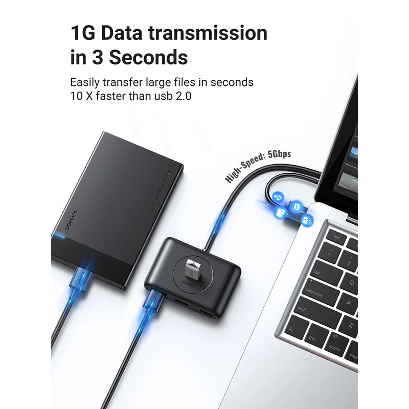 Ugreen USB 3.0 A 4 Ports Hub - 0.5m (Black) (CR113/20290)
