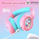 Onikuma B30 Unicorn Ear Wireless Headset with 85dB Kids Ear Protection (Pink)