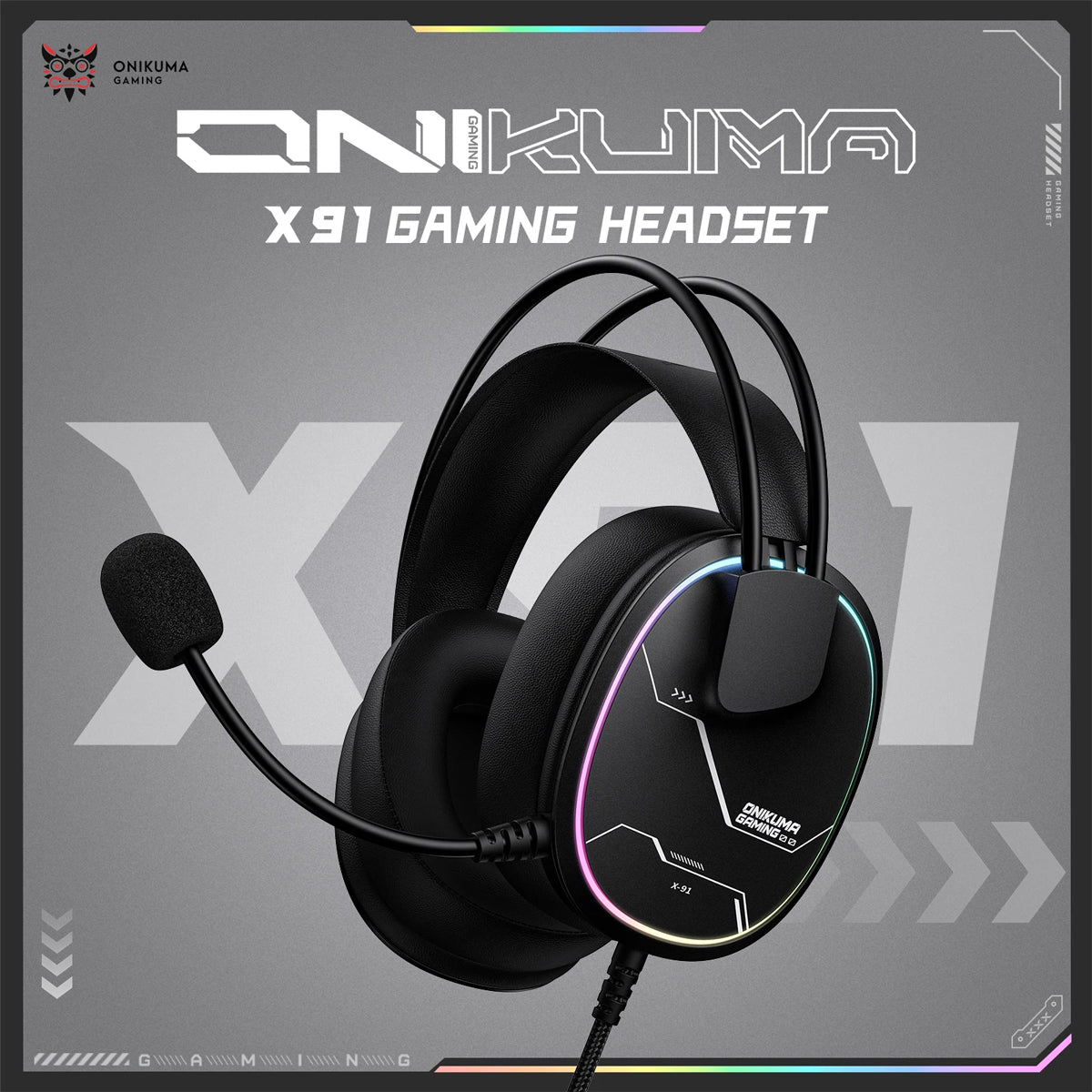 Onikuma X91 RGB Lightweight Gaming Headphone with Microphone