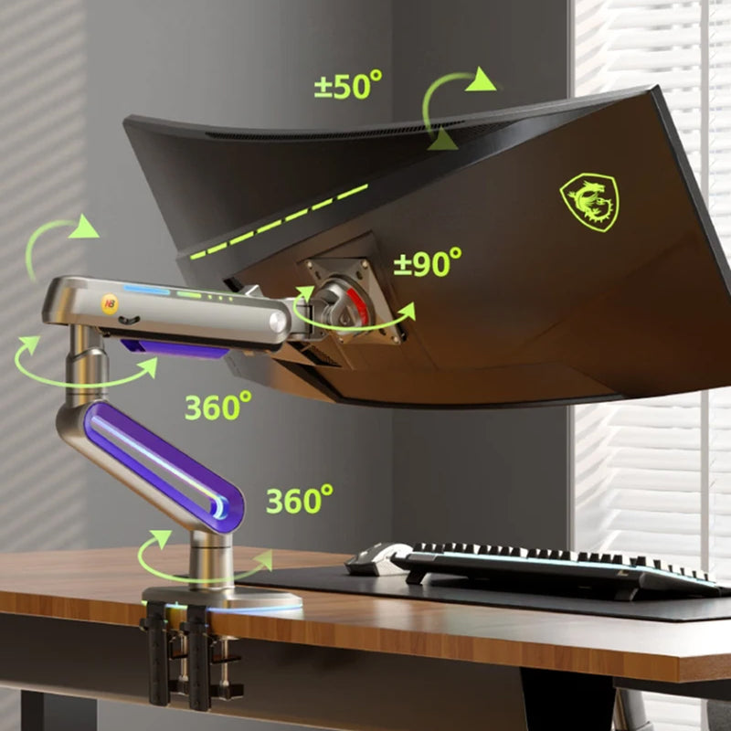 North Bayou Heavy Duty Single Deskmount Gaming Monitor Arm (up to 60" or 20Kg)