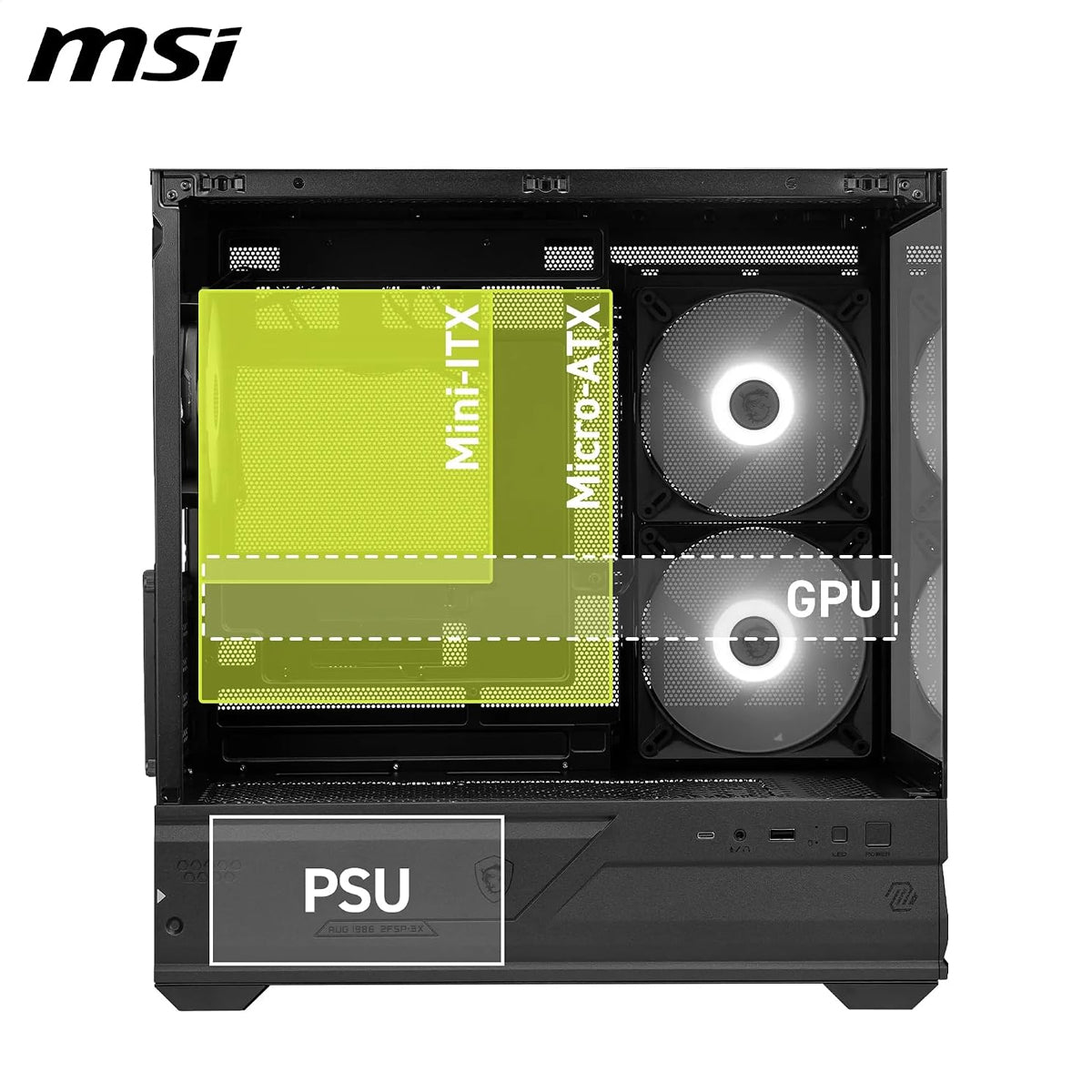 MSI MAG PANO M110R Mini Tower Micro-ATX/Mini-ITX PC Case