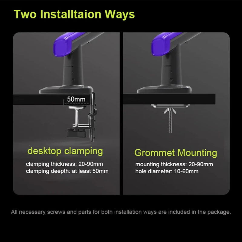 North Bayou Heavy Duty Single Deskmount Gaming Monitor Arm (up to 60" or 20Kg)