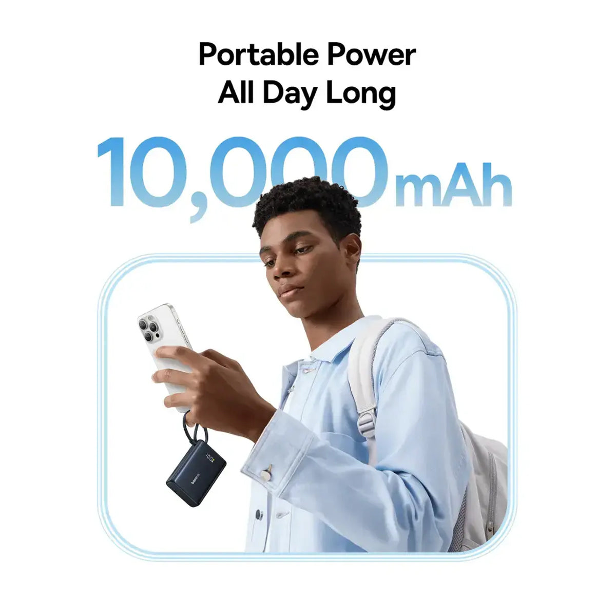 Baseus PicoGo Digital Display Power Bank 10000mAh 45W with Built-in USB-C Cable (Cosmic Black)