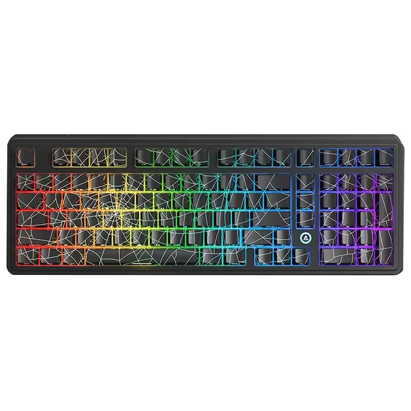 Ajazz AK980 Max RGB Wired 98-Keys Gasket-Mounted Hot-Swappable Mechanical Keyboard (Original Sublimation Spider Web Black) (King of Soldier Magnetic Switch)
