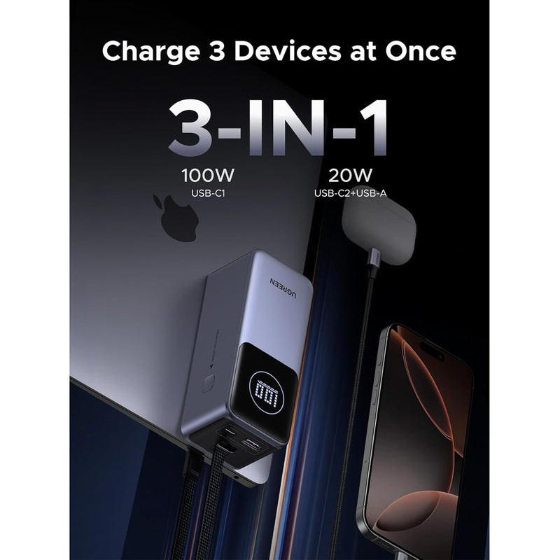 Ugreen Nexode 20000mAh 130W Power Bank with Built-in Cable