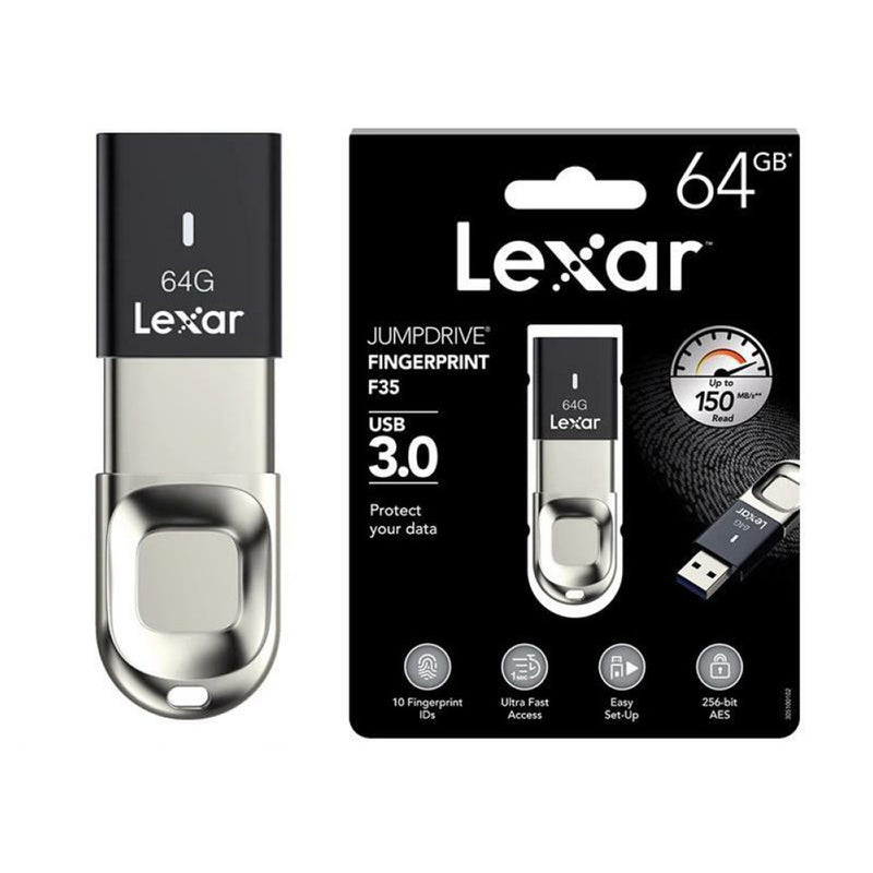Lexar JumpDrive Fingerprint F35 USB 3.0 Type-A 150MB/s Read Flash Drive