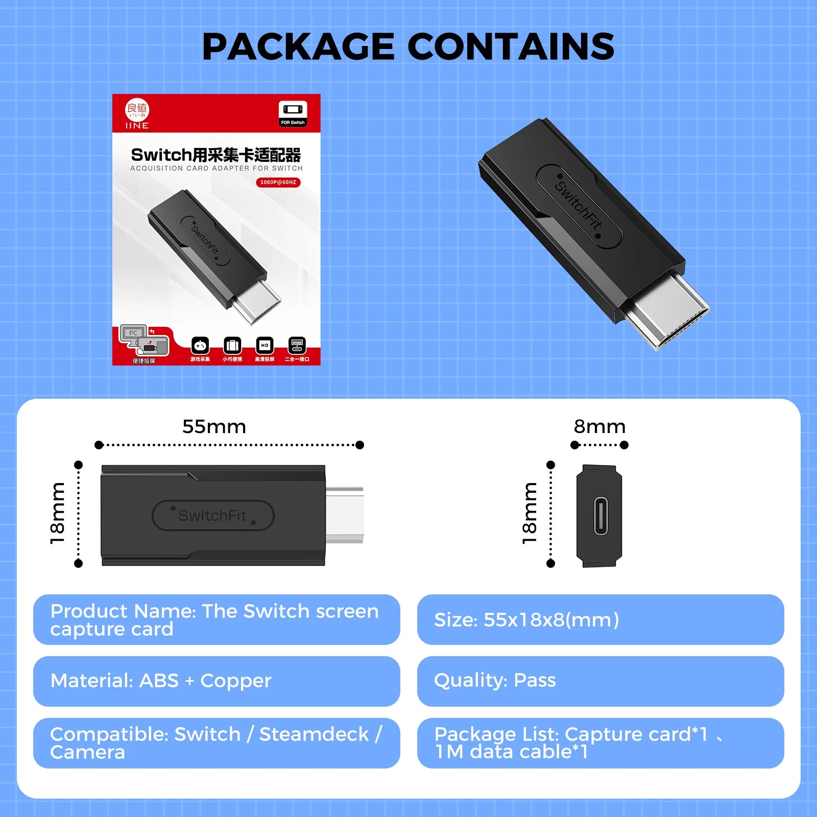 IINE Video Capture Card Adapter for Nintendo Switch (L899