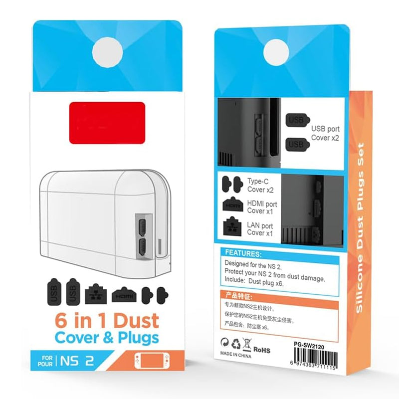 Ipega 6 in 1 Silicone Dust-proof Cover and Plugs for Nintendo Switch 2 (Black) (PG-SW2120)