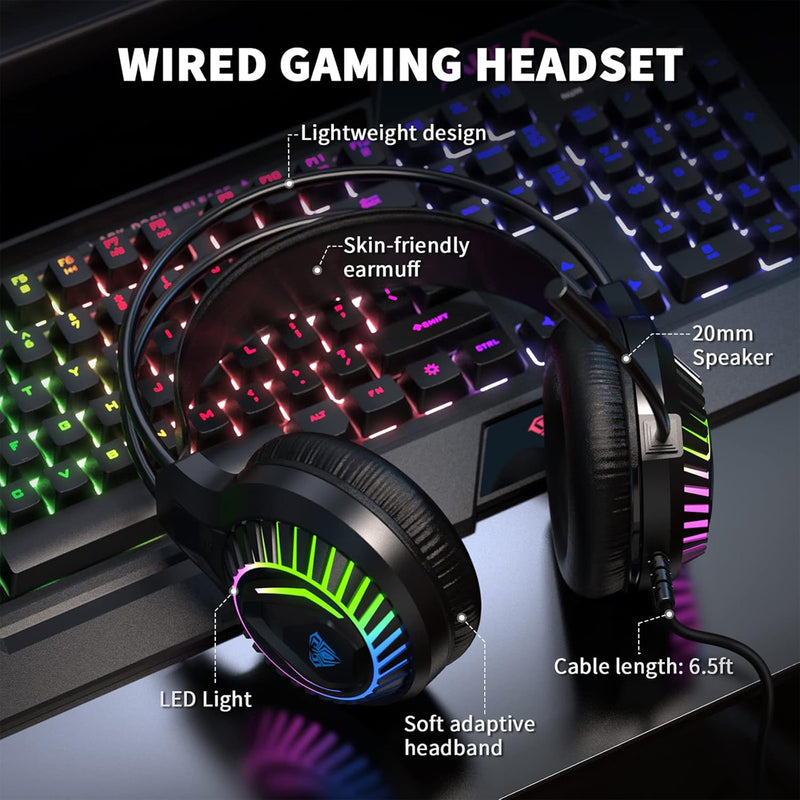 Aula T650 4-in-1 Gaming Combo - Wired Membrane Keyboard/Mouse/Headset/Mouse Pad