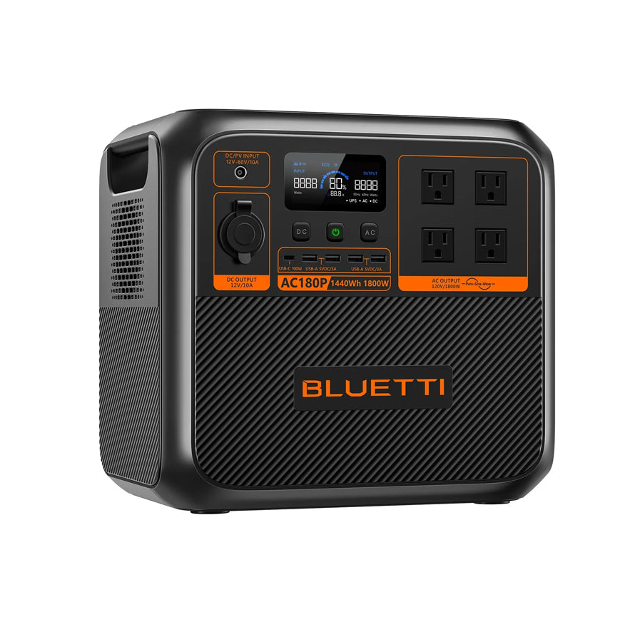 BLUETTI AC180P Portable Power Station | 1440Wh LiFePO4 Battery | 1800W AC Output & 1440W