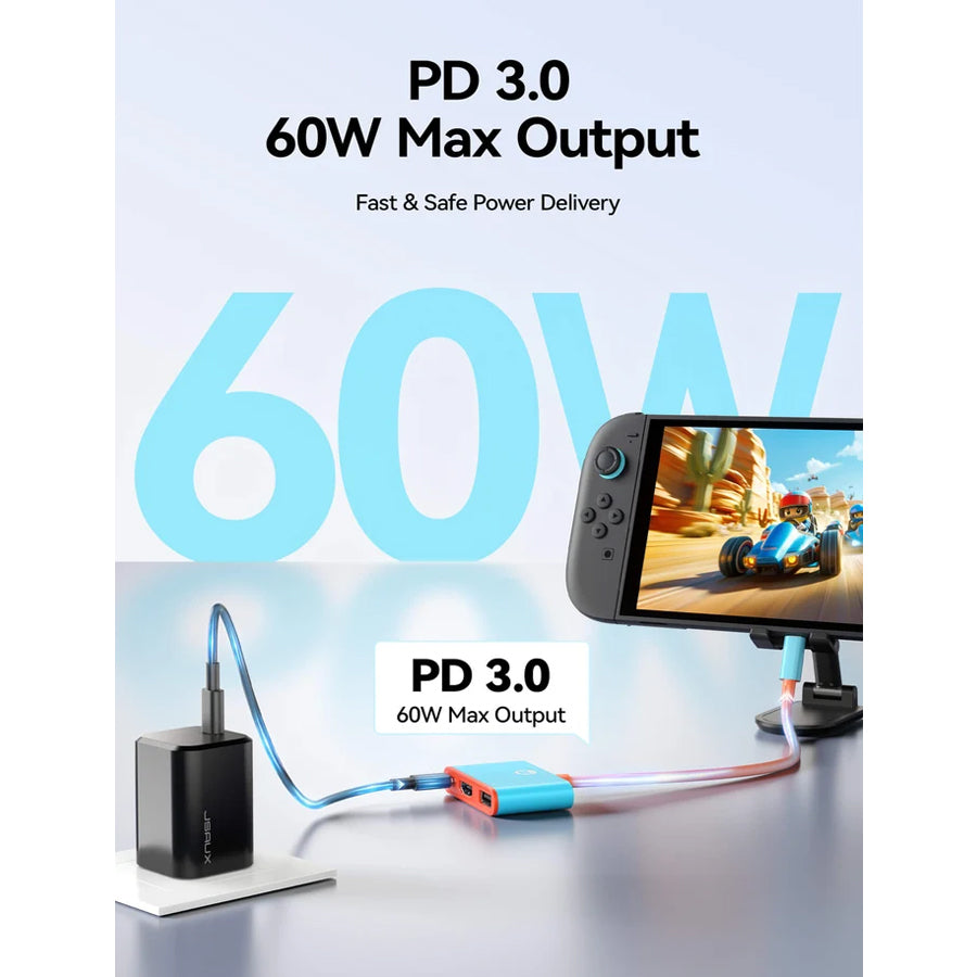 JSAUX Portable 3-in-1 TV Adapter 0.18m for Nintendo Switch 2 (Blue) (CV0087)
