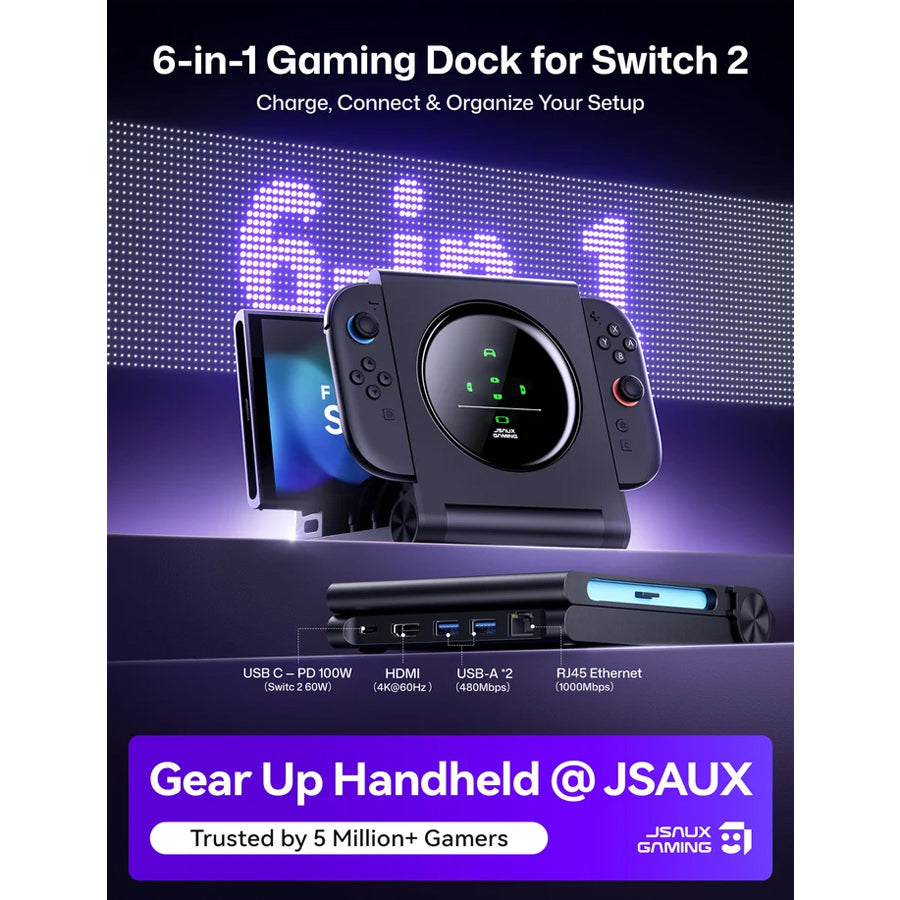 JSAUX 6-in-1 Gaming Dock for Nintendo Switch (Black) (HB0610)
