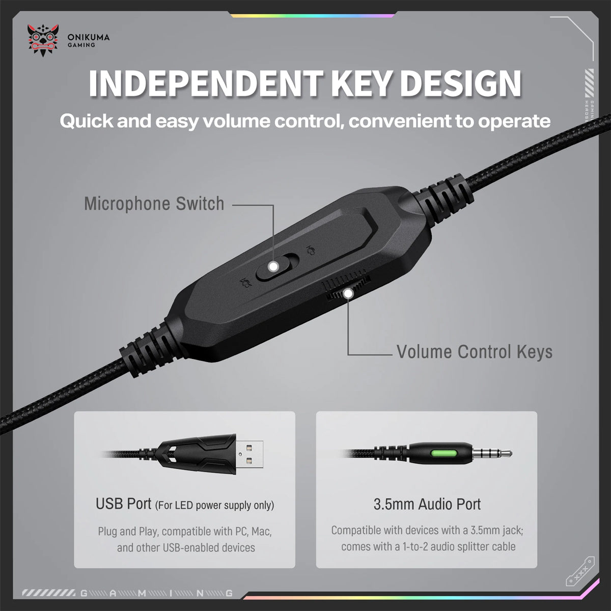 Onikuma X91 RGB Lightweight Gaming Headphone with Microphone