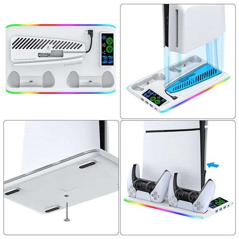 OIVO Cooling Stand with Controller Charger for PS5 / PS5 Slim (White) (IV-P5364X)