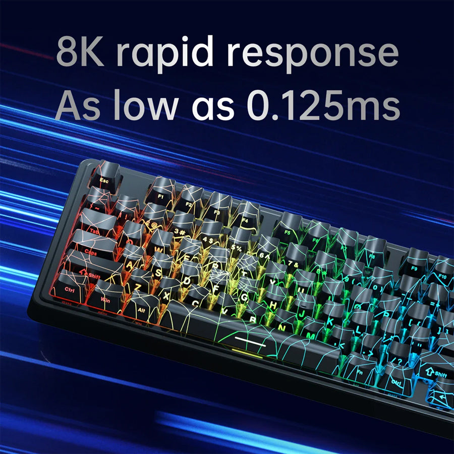 Ajazz AK980 Max RGB Wired 98-Keys Gasket-Mounted Hot-Swappable Mechanical Keyboard (Original Sublimation Spider Web Black) (King of Soldier Magnetic Switch)