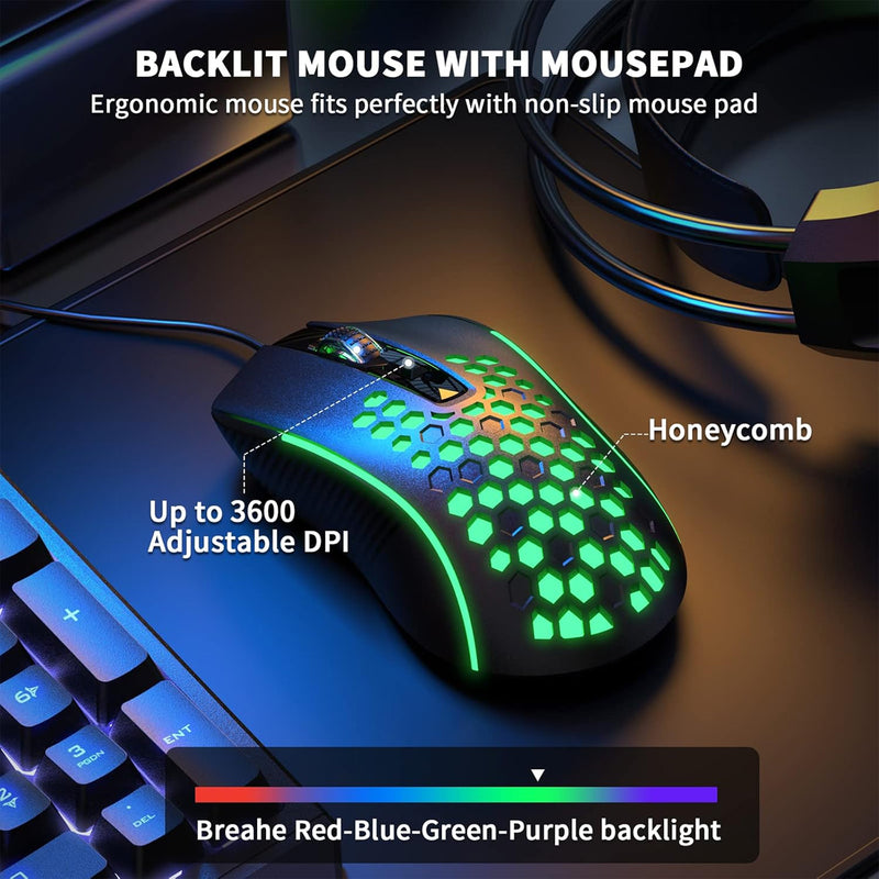 Aula T650 4-in-1 Gaming Combo - Wired Membrane Keyboard/Mouse/Headset/Mouse Pad
