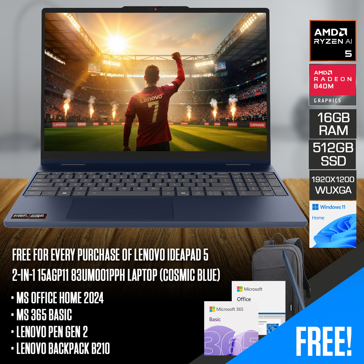 Lenovo IdeaPad 5 2-in-1 15AGP11 83UM001PPH Laptop (Cosmic Blue)