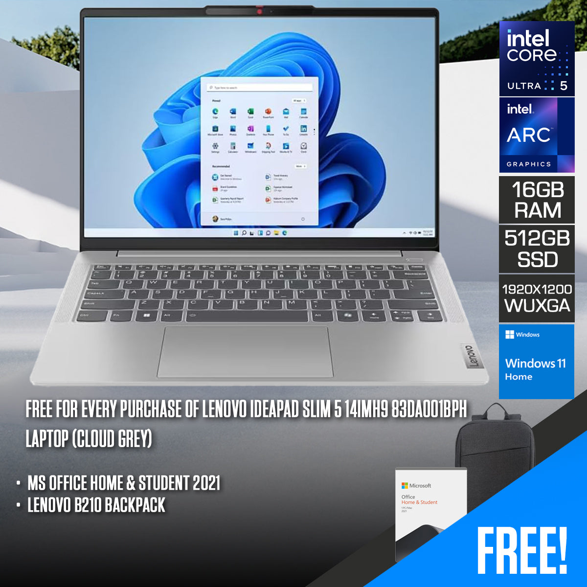 Lenovo IdeaPad Slim 5 14IMH9 83DA001BPH Laptop (Cloud Grey) | DataBlitz