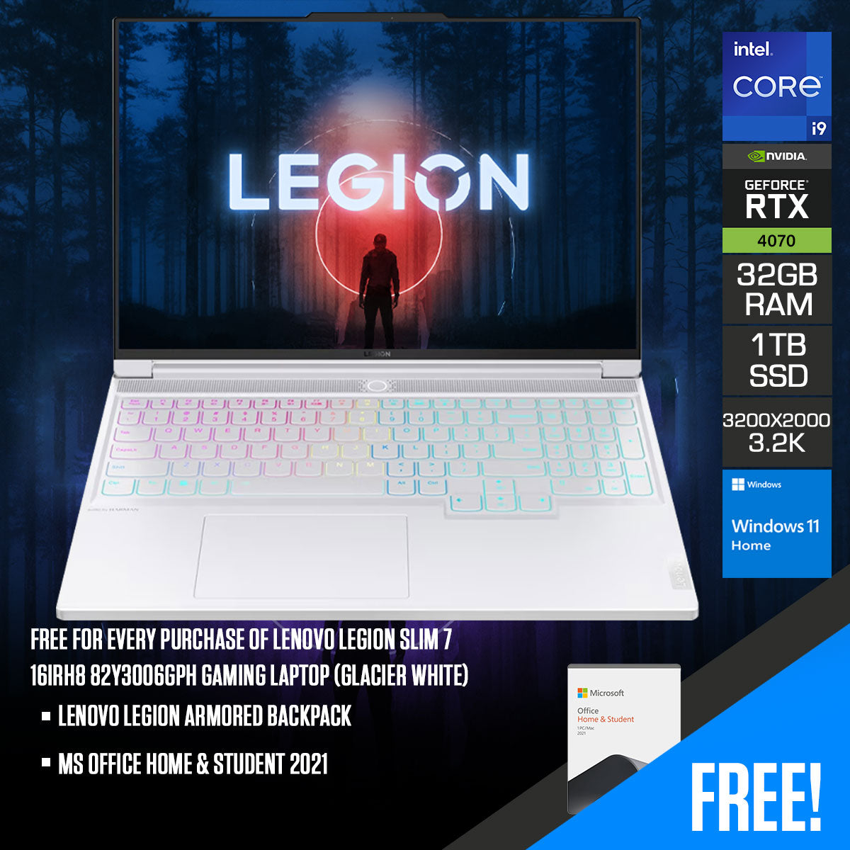Lenovo Legion Slim 7 16IRH8 82Y3006GPH Gaming Laptop (Glacier White)