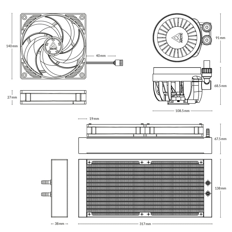 Arctic Liquid Freezer III 280 Multi Compatible AIO CPU Water Cooler (Black) (ACFRE00135A)