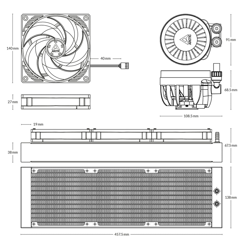 Arctic Liquid Freezer III 420 Multi Compatible AIO CPU Water Cooler (Black) (ACFRE00137A)