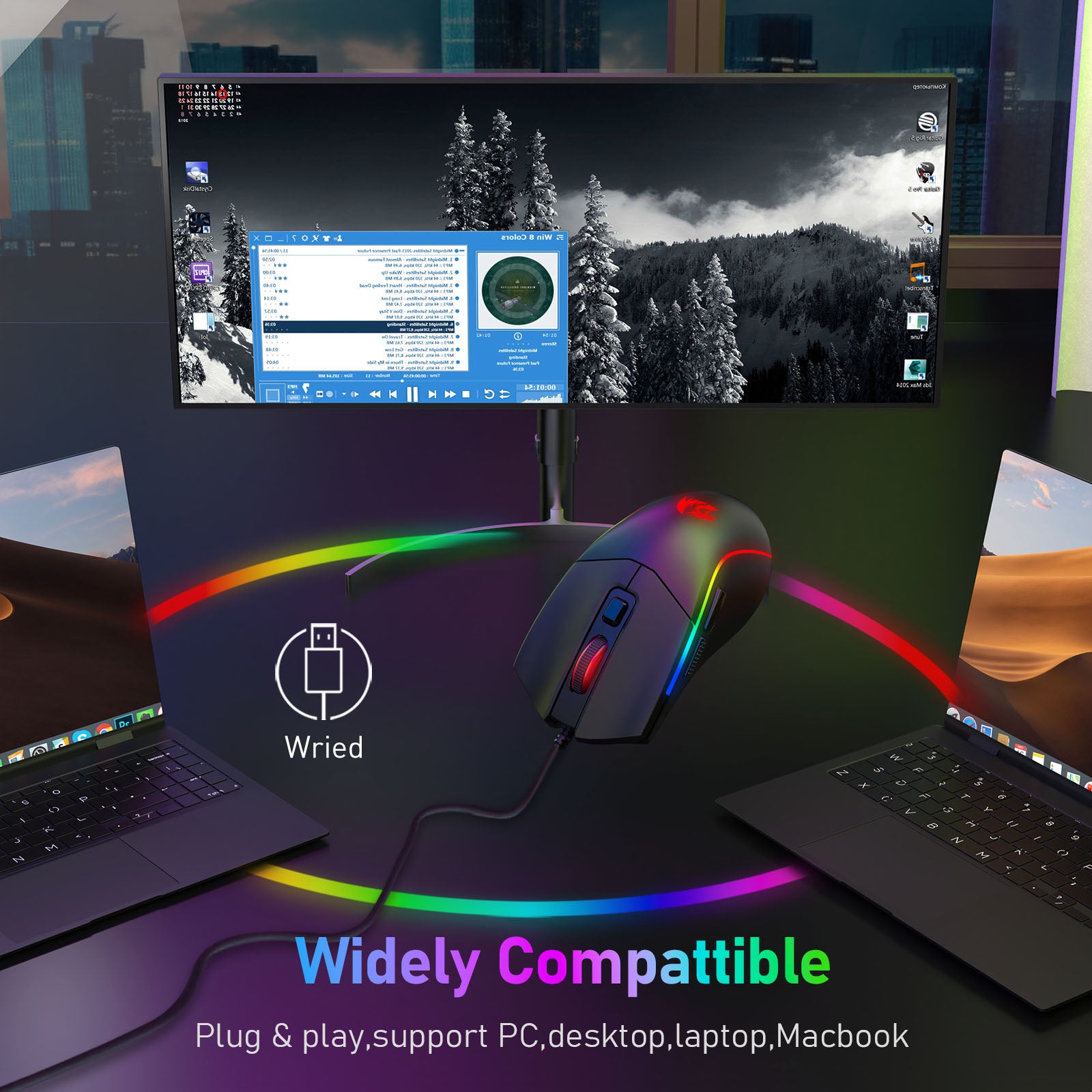 Redragon Bat M731 RGB 10000DPI Wired Gaming Mouse (Black)