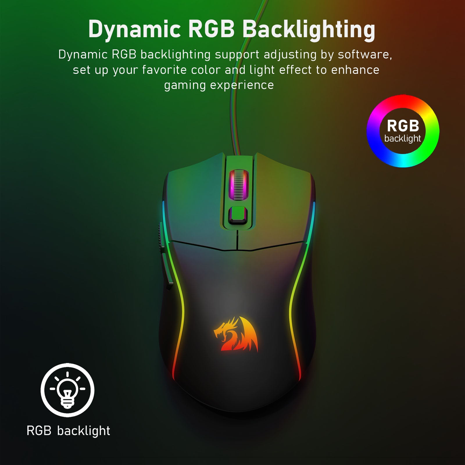 Redragon Bat M731 RGB 10000DPI Wired Gaming Mouse (Black)