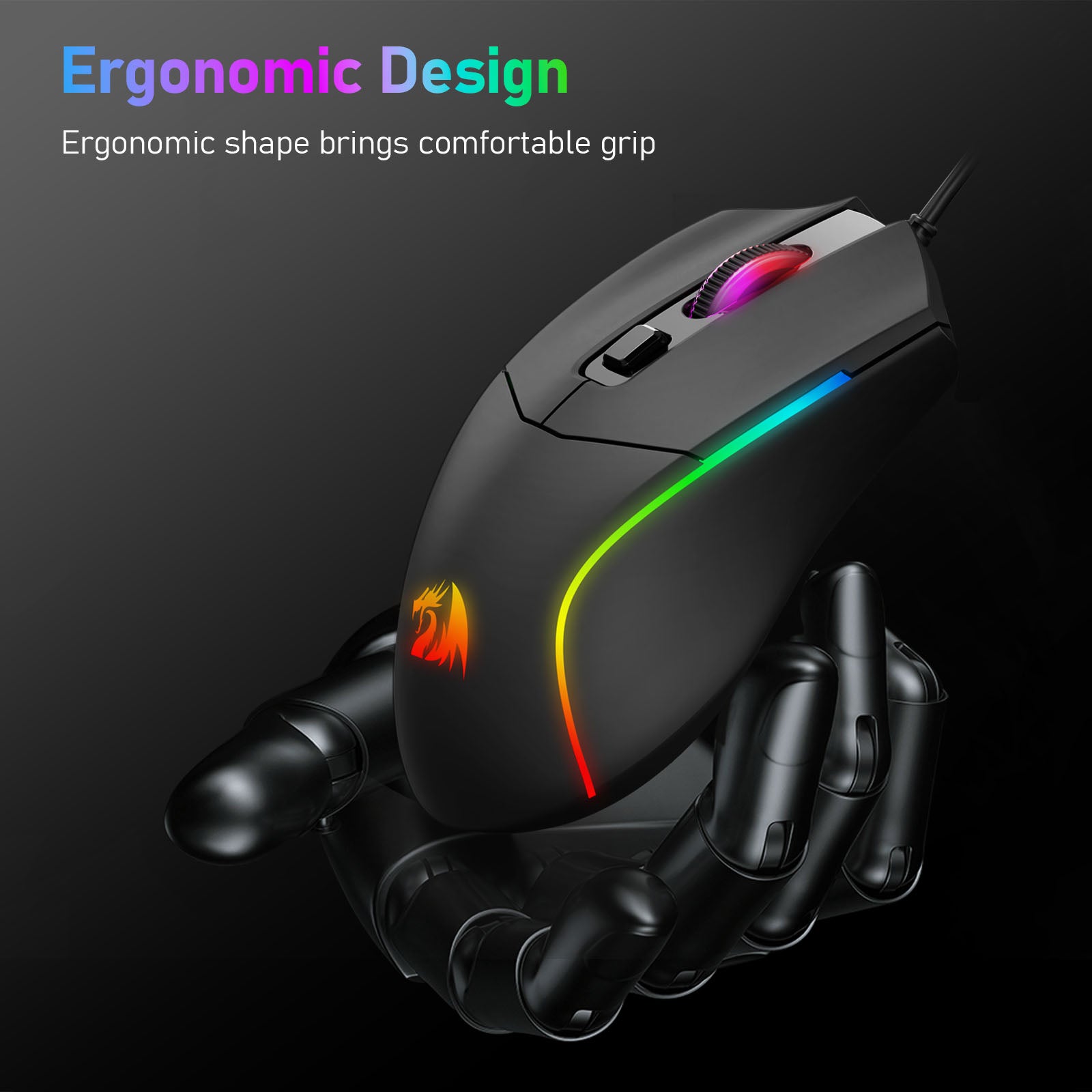 Redragon Bat M731 RGB 10000DPI Wired Gaming Mouse (Black)