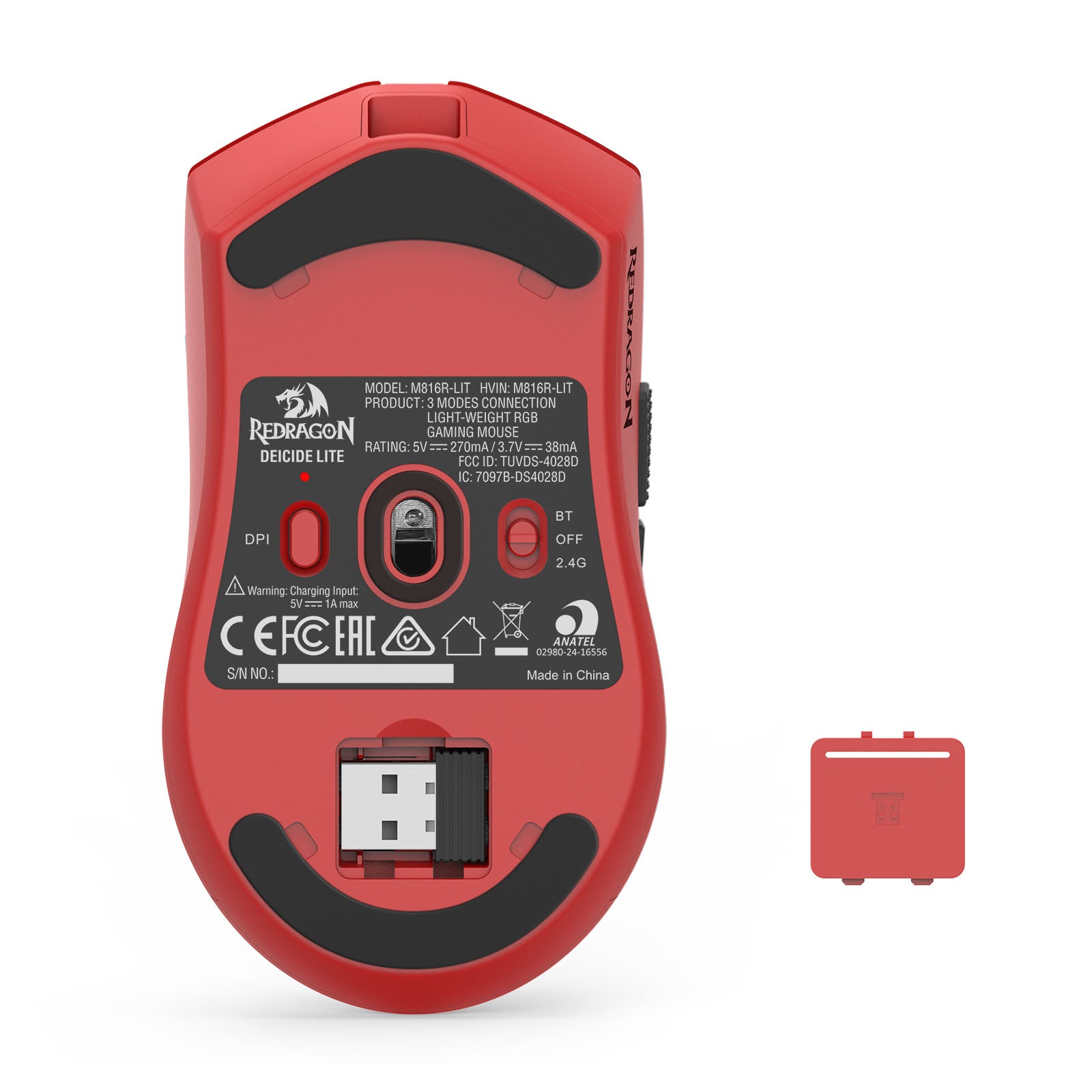 Redragon Deicide Lite RGB Tri-Mode 10000DPI Ultra Lightweight Gaming Mouse (Black, Red, White)