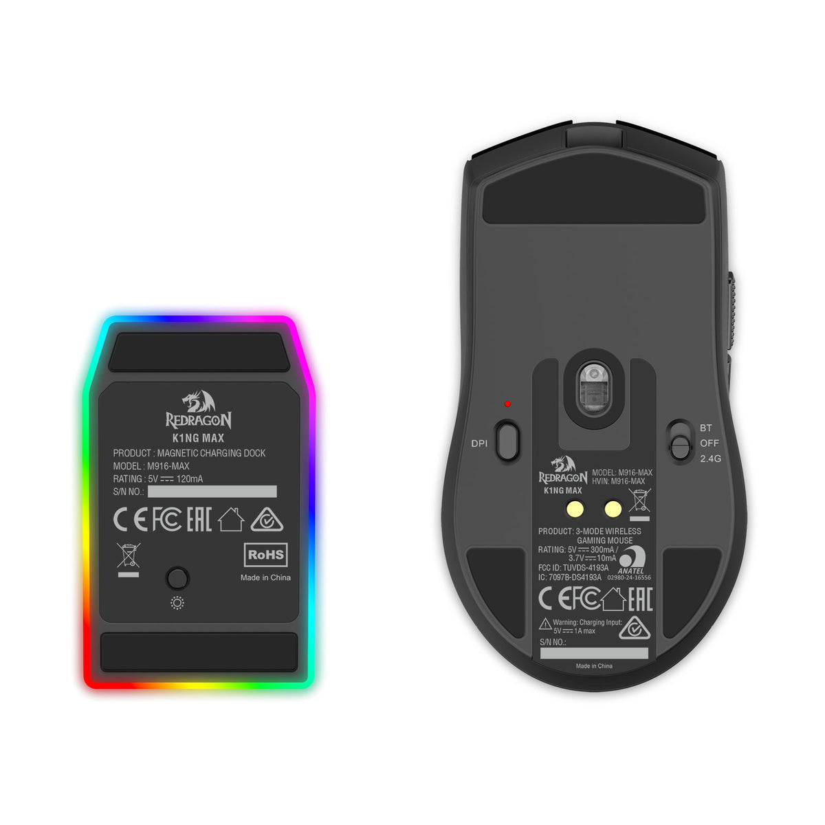 Redragon K1ng Max 45000 DPI 3-Mode RGB Wireless Gaming Mouse