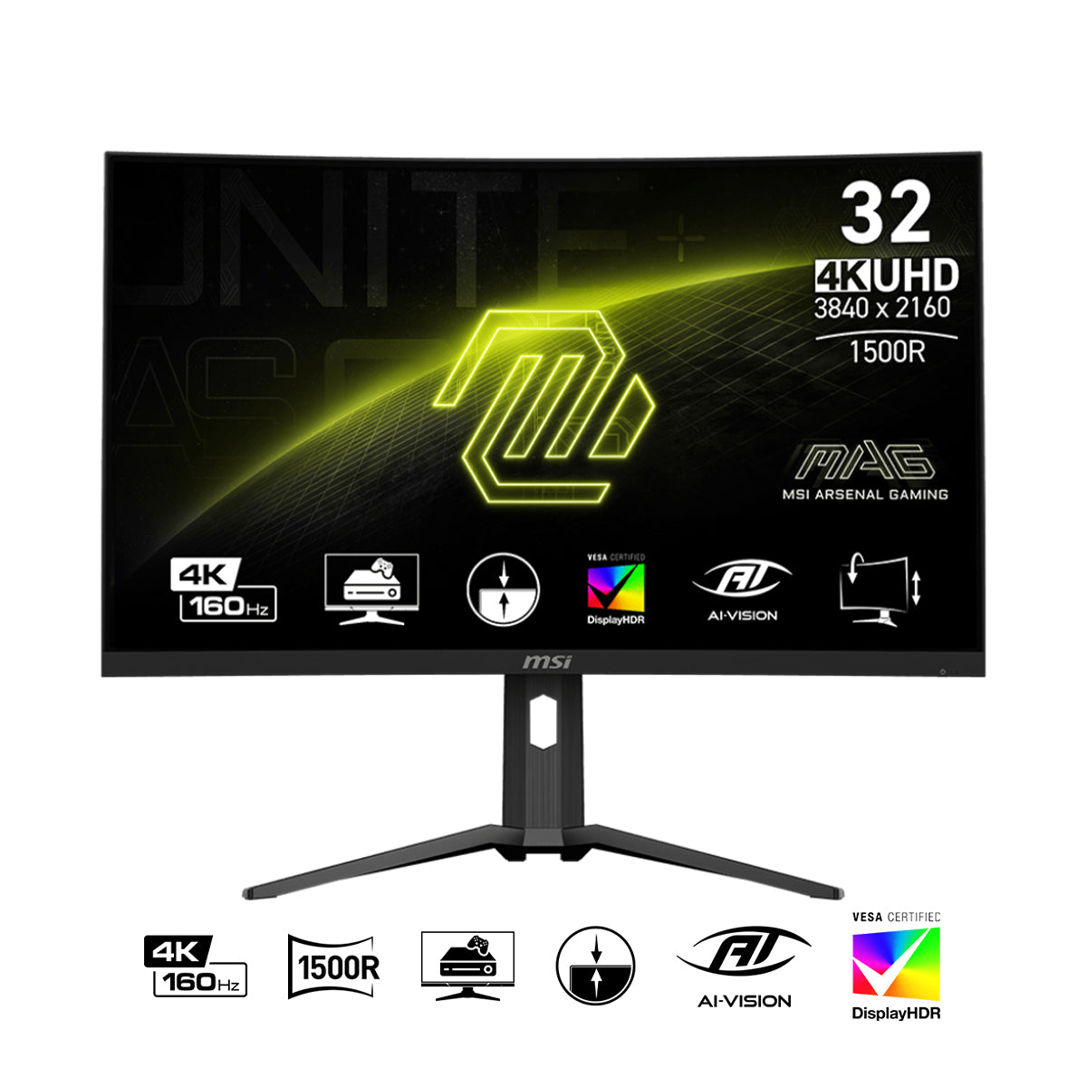 MSI MAG 321CUP 32" 4K UHD (3840x2160) 160Hz 1ms MPRT VA Curved Gaming Monitor