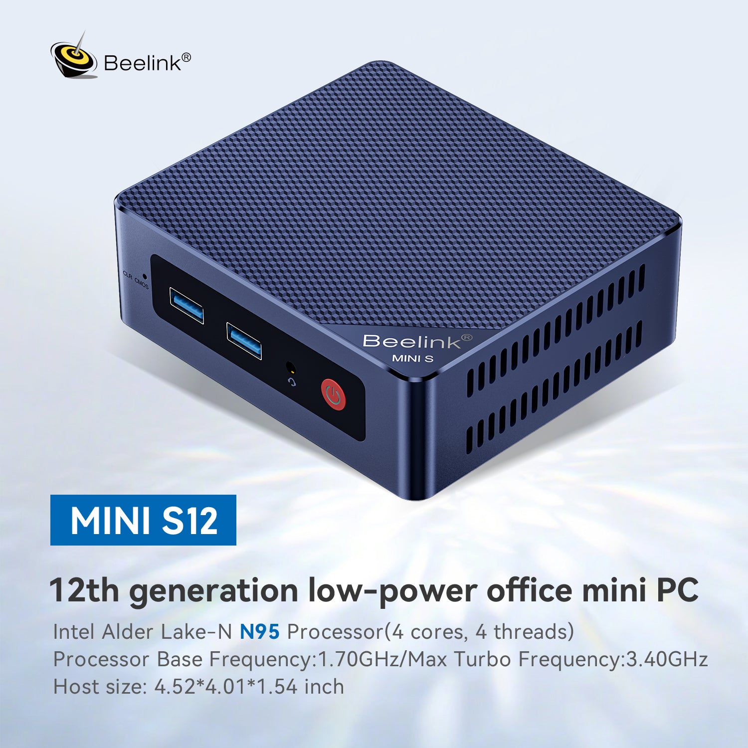 Beelink Mini S12-LP Intel N95 Processor 12GB RAM 480GB SSD Mini PC