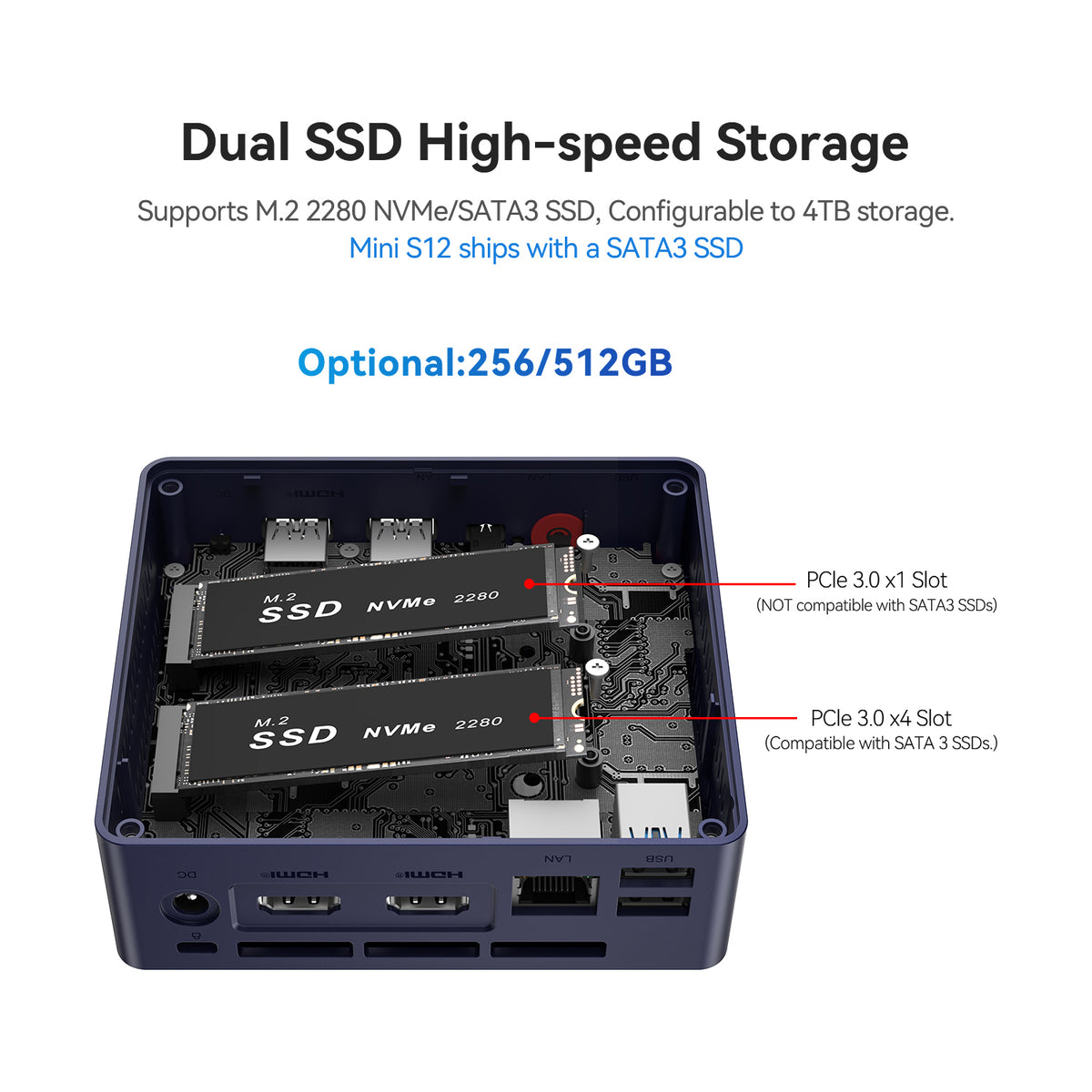 Beelink Mini S12-LP Intel N95 Processor 12GB RAM 480GB SSD Mini PC