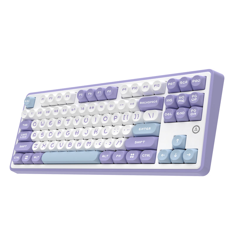 Ajazz AK870 RGB Tri-Mode 87-Keys TKL Gasket-mounted Hot Swappable Mechanical Keyboard (Purple/White/Blue) (Maillard Switch)