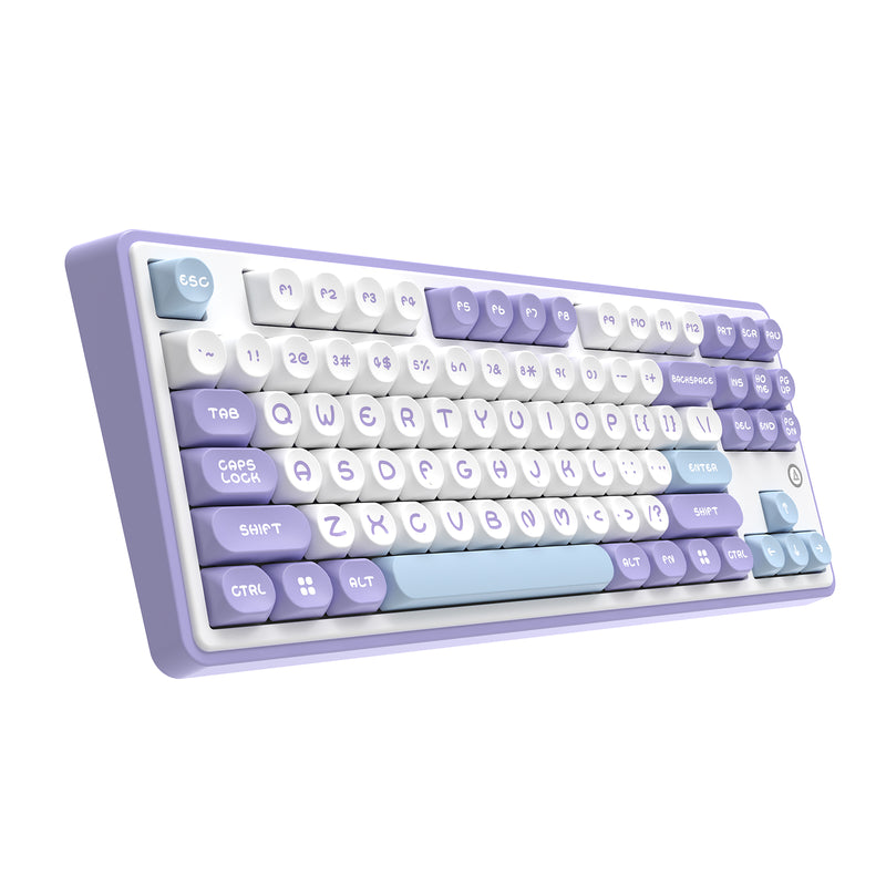 Ajazz AK870 RGB Tri-Mode 87-Keys TKL Gasket-mounted Hot Swappable Mechanical Keyboard (Purple/White/Blue) (Maillard Switch)