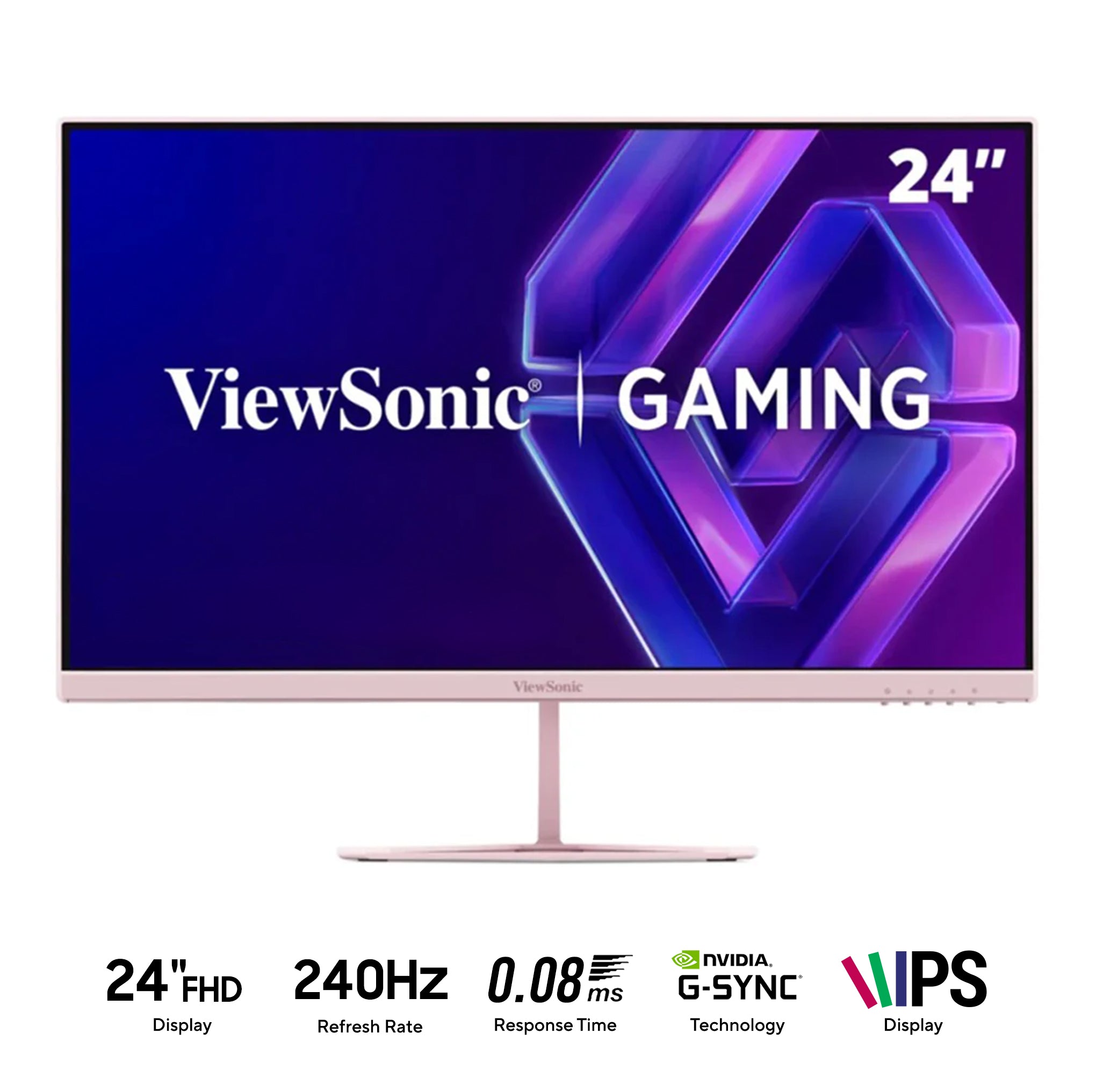 ViewSonic VX24G30-PK 24" FHD (1920x1080) 240Hz 0.08ms MPRT IPS Gaming Monitor with Tilt Adjustment (Pink)