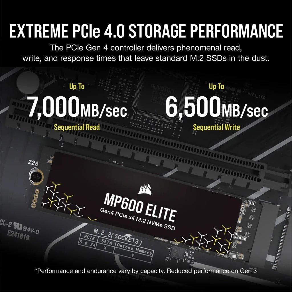 Corsair MP600 Elite 1TB PCIe Gen4 x4 NVMe 1.4 M.2 SSD (CSSD-F1000GBMP600ENH)