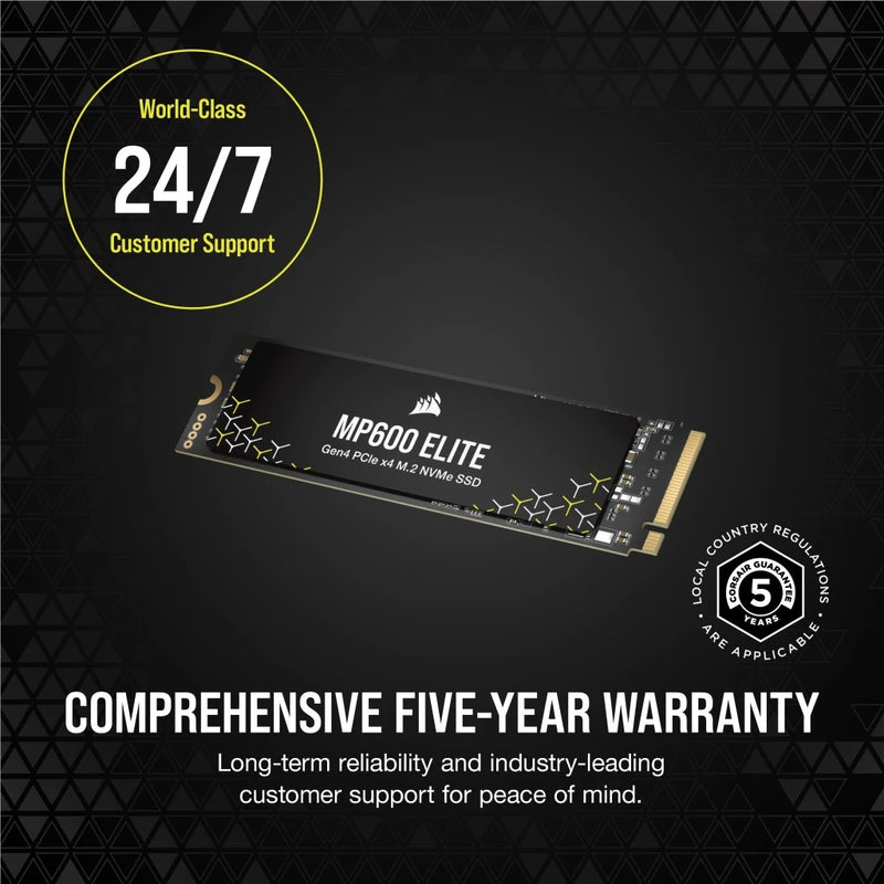 Corsair MP600 Elite 1TB PCIe Gen4 x4 NVMe 1.4 M.2 SSD (CSSD-F1000GBMP600ENH)