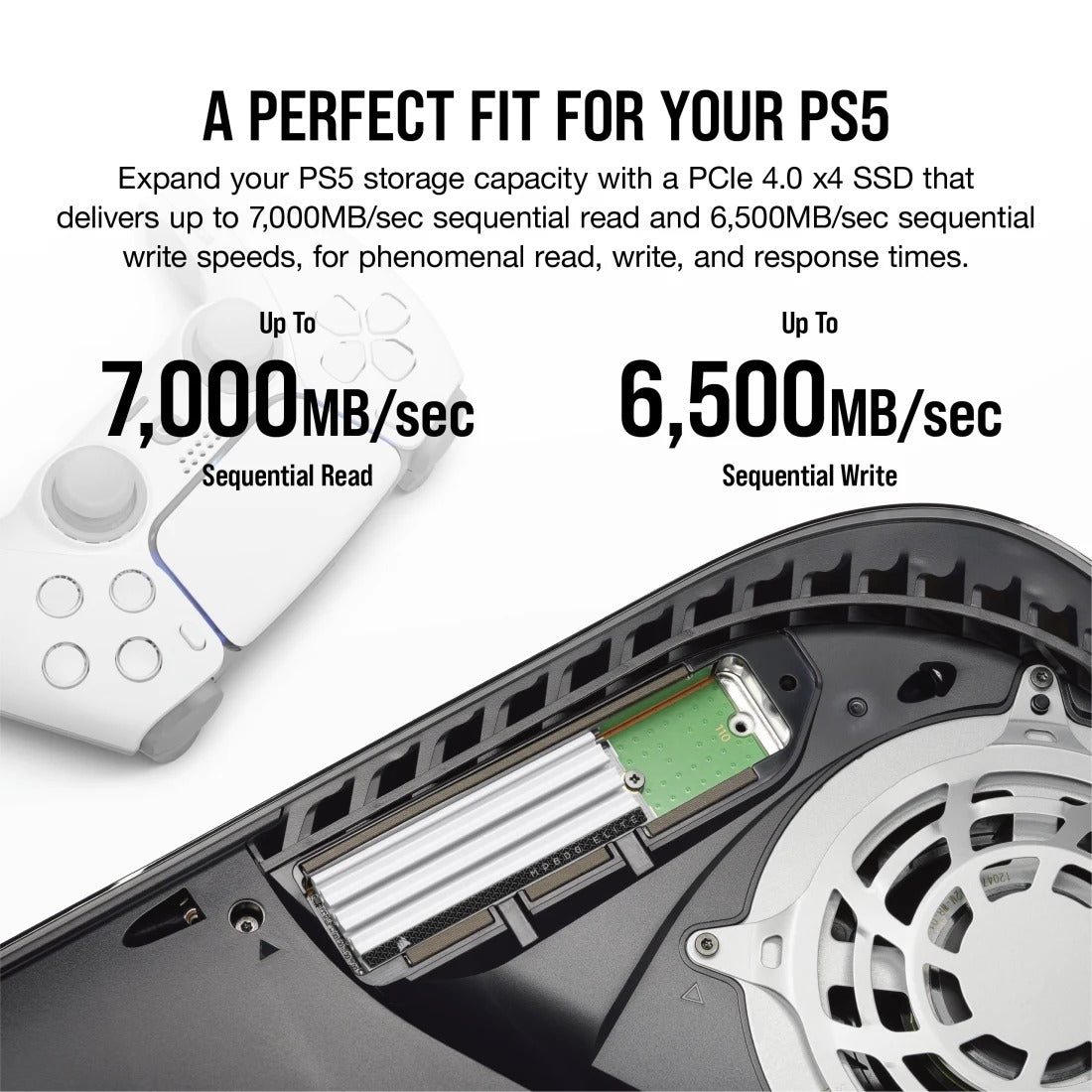 Corsair MP600 Elite PCIe Gen4 x4 NVMe 1.4 M.2 SSD for PS5 (White)